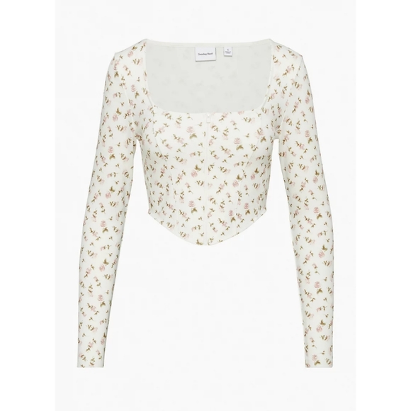 SUNDAY BEST Maverick Longsleeve White Strawberry Puff XXS Aritzia NWT - Picture 1 of 10